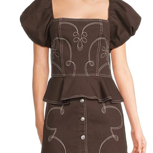 NWT GB Denim Western Coordinating Set in Brown - Picture 3 of 7